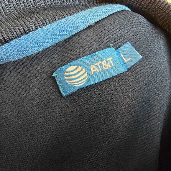 AT&T Jacket Mens Large Navy Blue Nylon Bomber Logo Employee Uniform Windbreaker - Picture 8 of 10